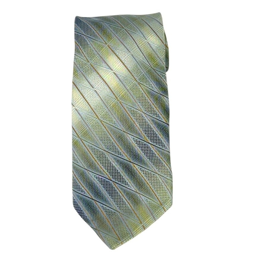 Roberto Villini Vintage Men's Silk- Couture Green blue Patterned Tie